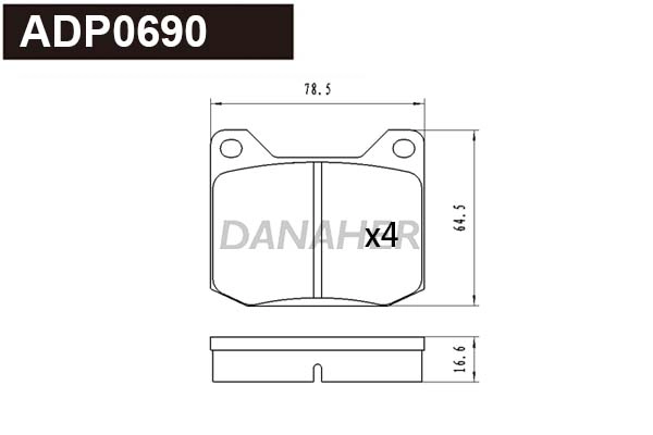 ADP0690 DANAHER Комплект тормозных колодок, дисковый тормоз (фото 1)