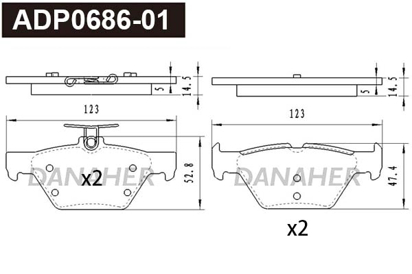 ADP0686-01 DANAHER Комплект тормозных колодок, дисковый тормоз (фото 1)