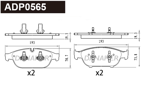 ADP0565 DANAHER Комплект тормозных колодок, дисковый тормоз (фото 1)
