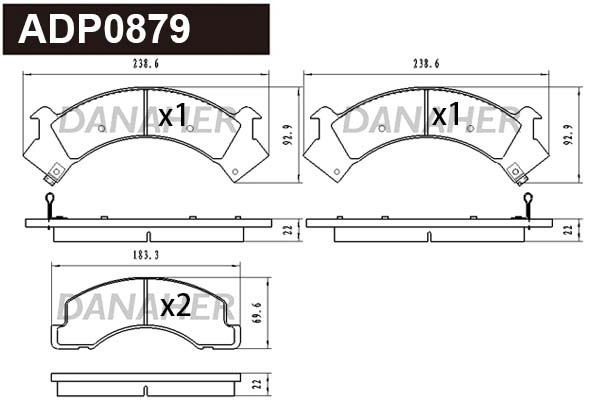 ADP0879 DANAHER Комплект тормозных колодок, дисковый тормоз (фото 1)