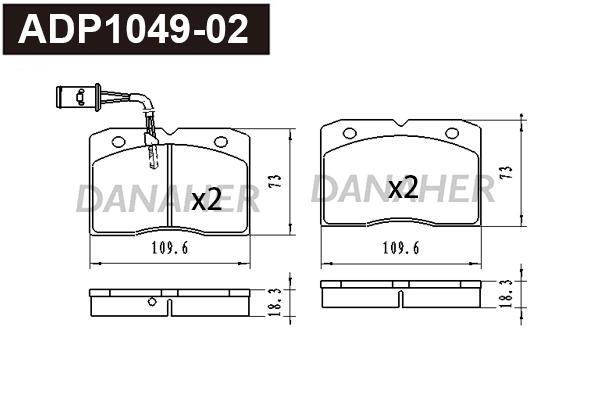 ADP1049-02 DANAHER Комплект тормозных колодок, дисковый тормоз (фото 1)