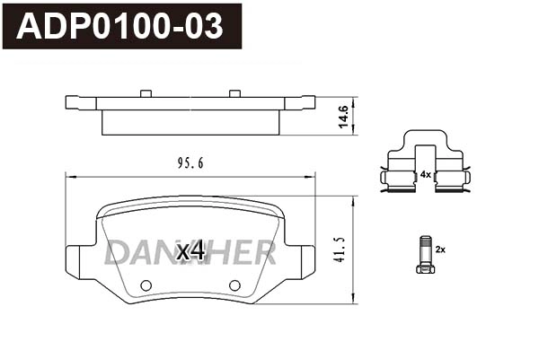 ADP0100-03 DANAHER Комплект тормозных колодок, дисковый тормоз (фото 1)