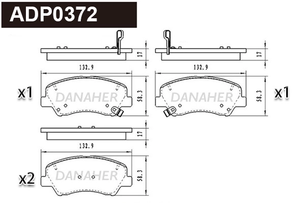 ADP0372 DANAHER Комплект тормозных колодок, дисковый тормоз (фото 1)