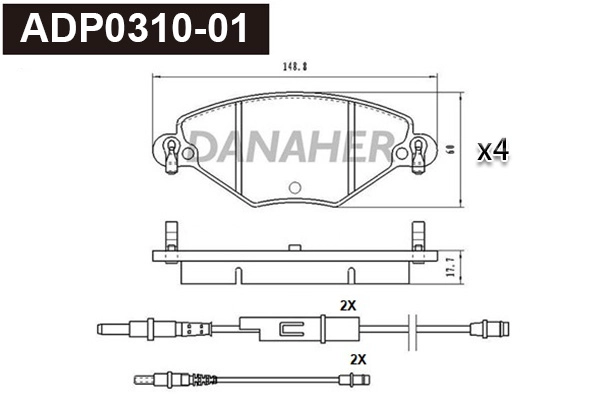 ADP0310-01 DANAHER Комплект тормозных колодок, дисковый тормоз (фото 1)