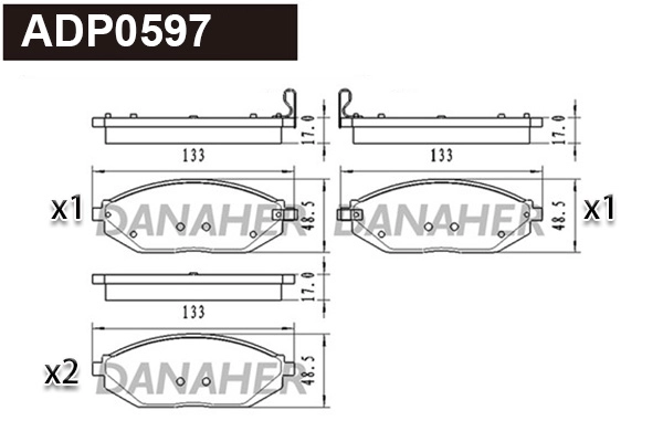 ADP0597 DANAHER Комплект тормозных колодок, дисковый тормоз (фото 1)