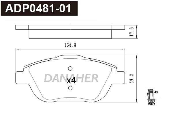 ADP0481-01 DANAHER Комплект тормозных колодок, дисковый тормоз (фото 1)