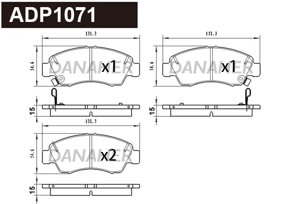 ADP1071 DANAHER Комплект тормозных колодок, дисковый тормоз (фото 1)