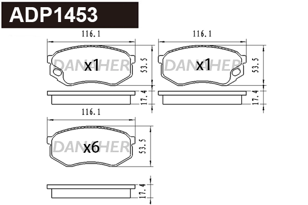 ADP1453 DANAHER Комплект тормозных колодок, дисковый тормоз (фото 1)