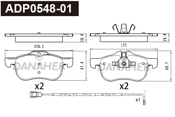 ADP0548-01 DANAHER Комплект тормозных колодок, дисковый тормоз (фото 1)