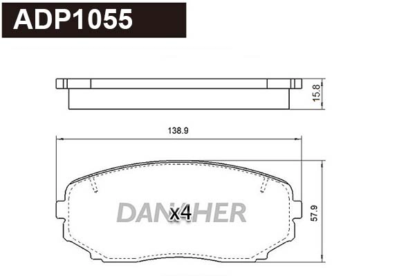 ADP1055 DANAHER Комплект тормозных колодок, дисковый тормоз (фото 1)