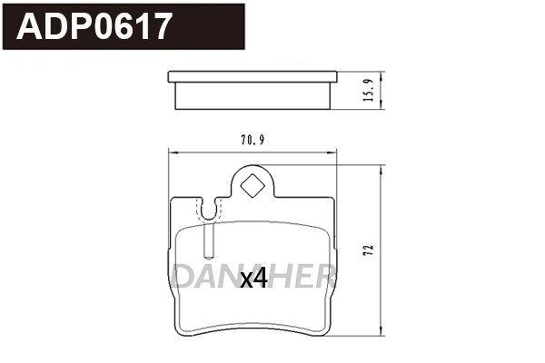 ADP0617 DANAHER Комплект тормозных колодок, дисковый тормоз (фото 1)