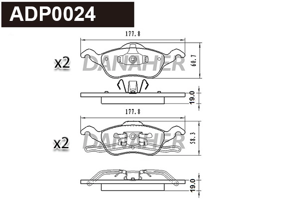 ADP0024 DANAHER Комплект тормозных колодок, дисковый тормоз (фото 1)