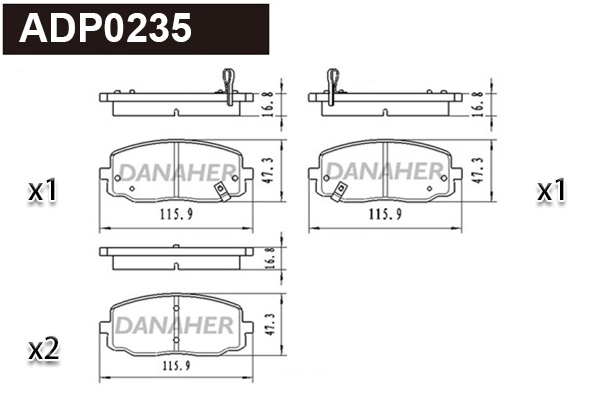ADP0235 DANAHER Комплект тормозных колодок, дисковый тормоз (фото 1)