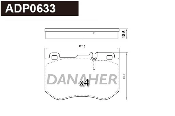 ADP0633 DANAHER Комплект тормозных колодок, дисковый тормоз (фото 1)
