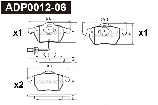 ADP0012-06 DANAHER Комплект тормозных колодок, дисковый тормоз (фото 1)