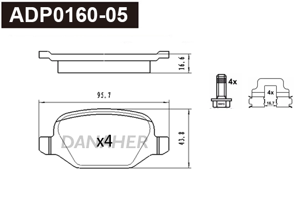 ADP0160-05 DANAHER Комплект тормозных колодок, дисковый тормоз (фото 1)