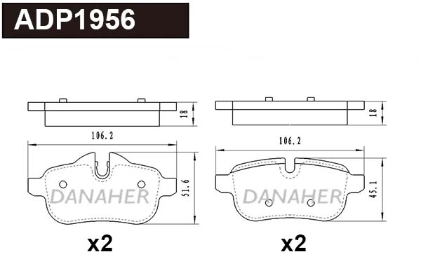 ADP1956 DANAHER Комплект тормозных колодок, дисковый тормоз (фото 1)