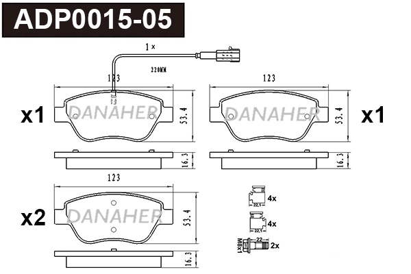 ADP0015-05 DANAHER Комплект тормозных колодок, дисковый тормоз (фото 1)