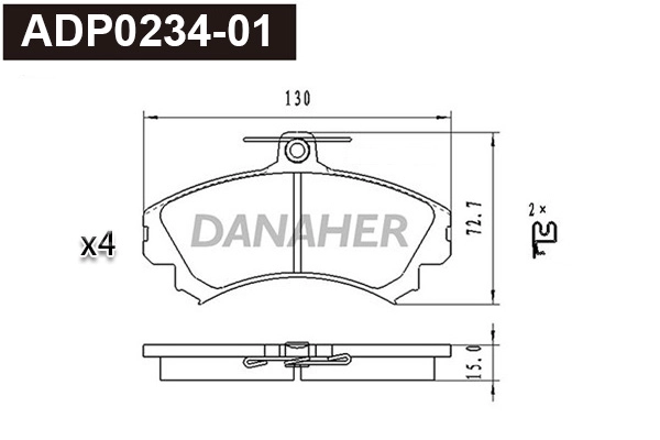 ADP0234-01 DANAHER Комплект тормозных колодок, дисковый тормоз (фото 1)