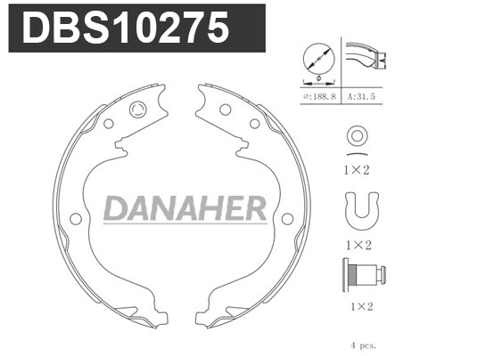 DBS10275 DANAHER Комплект тормозных колодок, стояночная тормозная система (фото 1)