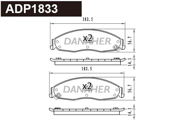 ADP1833 DANAHER Комплект тормозных колодок, дисковый тормоз (фото 1)