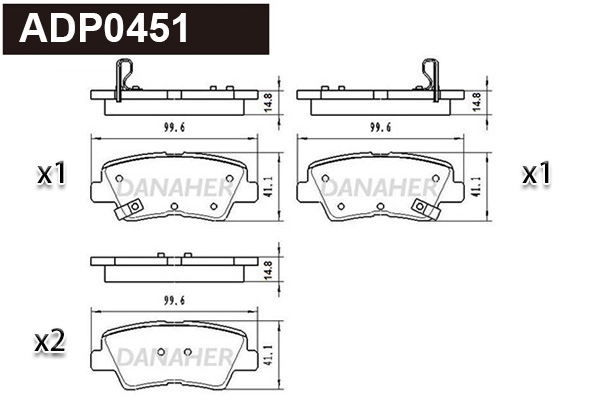 ADP0451 DANAHER Комплект тормозных колодок, дисковый тормоз (фото 1)