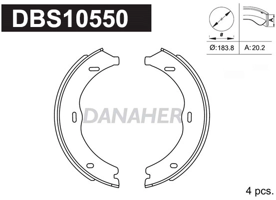 DBS10550 DANAHER Комплект тормозных колодок, стояночная тормозная система (фото 1)