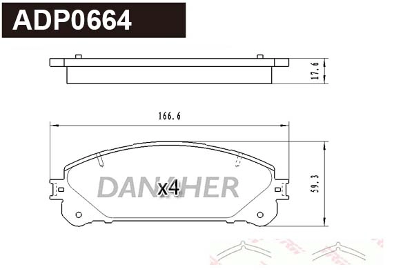 ADP0664 DANAHER Комплект тормозных колодок, дисковый тормоз (фото 1)