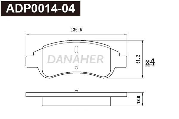 ADP0014-04 DANAHER Комплект тормозных колодок, дисковый тормоз (фото 1)