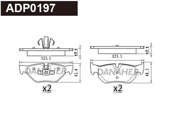 ADP0197 DANAHER Комплект тормозных колодок, дисковый тормоз (фото 1)