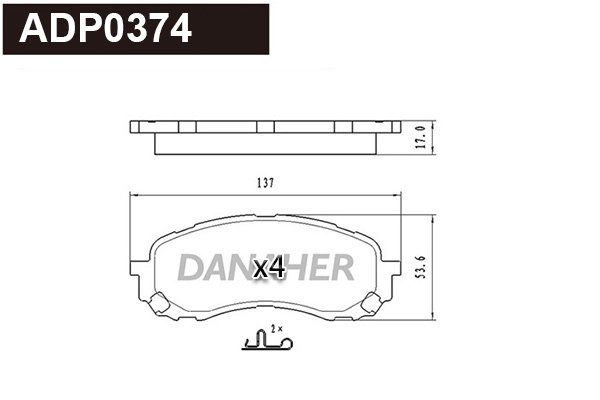 ADP0374 DANAHER Комплект тормозных колодок, дисковый тормоз (фото 1)