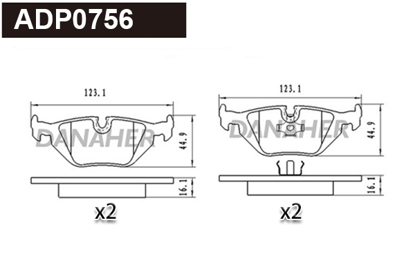 ADP0756 DANAHER Комплект тормозных колодок, дисковый тормоз (фото 1)