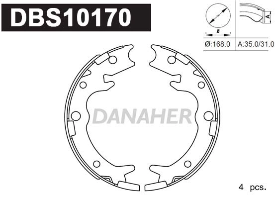 DBS10170 DANAHER Комплект тормозных колодок, стояночная тормозная система (фото 1)