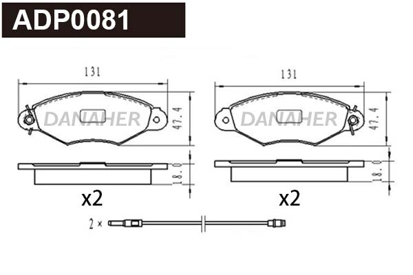 ADP0081 DANAHER Комплект тормозных колодок, дисковый тормоз (фото 1)