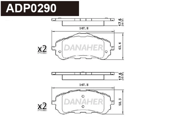 ADP0290 DANAHER Комплект тормозных колодок, дисковый тормоз (фото 1)