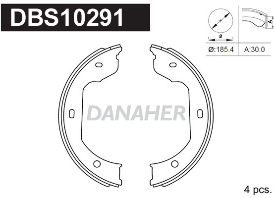 DBS10291 DANAHER Комплект тормозных колодок, стояночная тормозная система (фото 1)