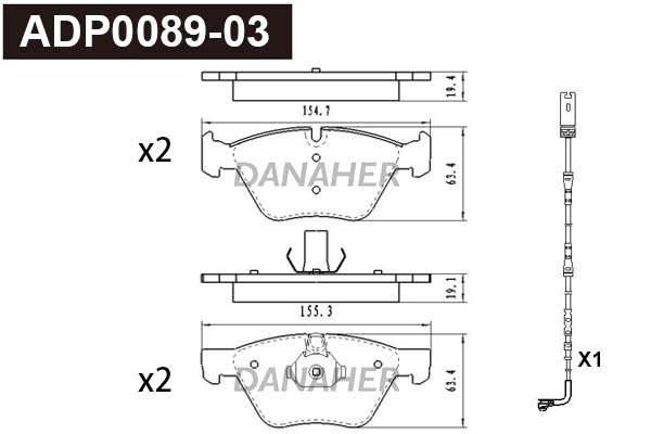 ADP0089-03 DANAHER Комплект тормозных колодок, дисковый тормоз (фото 1)