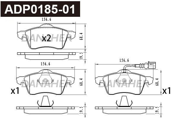 ADP0185-01 DANAHER Комплект тормозных колодок, дисковый тормоз (фото 1)