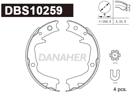 DBS10259 DANAHER Комплект тормозных колодок, стояночная тормозная система (фото 1)