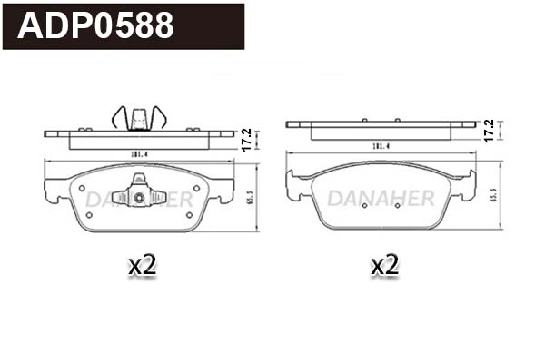 ADP0588 DANAHER Комплект тормозных колодок, дисковый тормоз (фото 1)