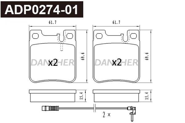 ADP0274-01 DANAHER Комплект тормозных колодок, дисковый тормоз (фото 1)