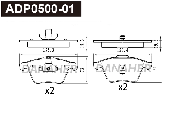 ADP0500-01 DANAHER Комплект тормозных колодок, дисковый тормоз (фото 1)