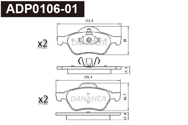 ADP0106-01 DANAHER Комплект тормозных колодок, дисковый тормоз (фото 1)