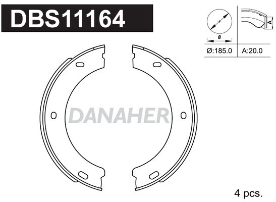 DBS11164 DANAHER Комплект тормозных колодок, стояночная тормозная система (фото 1)