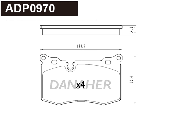 ADP0970 DANAHER Комплект тормозных колодок, дисковый тормоз (фото 1)