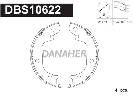 DBS10622 DANAHER Комплект тормозных колодок, стояночная тормозная система (фото 1)