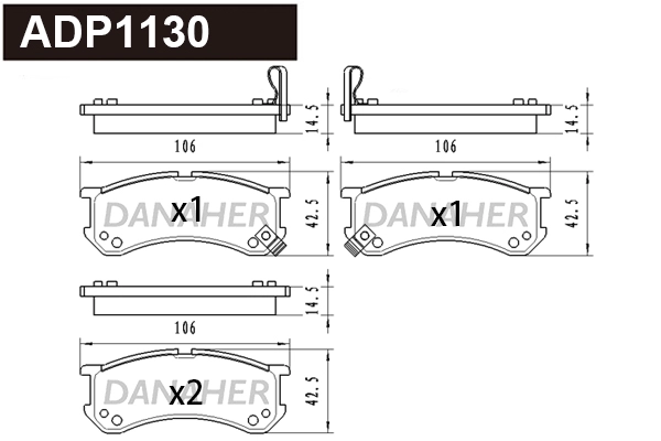 ADP1130 DANAHER Комплект тормозных колодок, дисковый тормоз (фото 1)