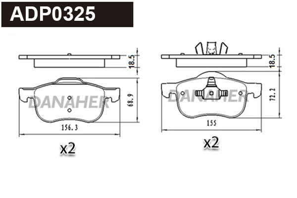 ADP0325 DANAHER Комплект тормозных колодок, дисковый тормоз (фото 1)