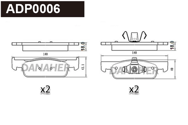 ADP0006 DANAHER Комплект тормозных колодок, дисковый тормоз (фото 1)