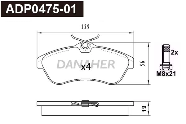 ADP0475-01 DANAHER Комплект тормозных колодок, дисковый тормоз (фото 1)